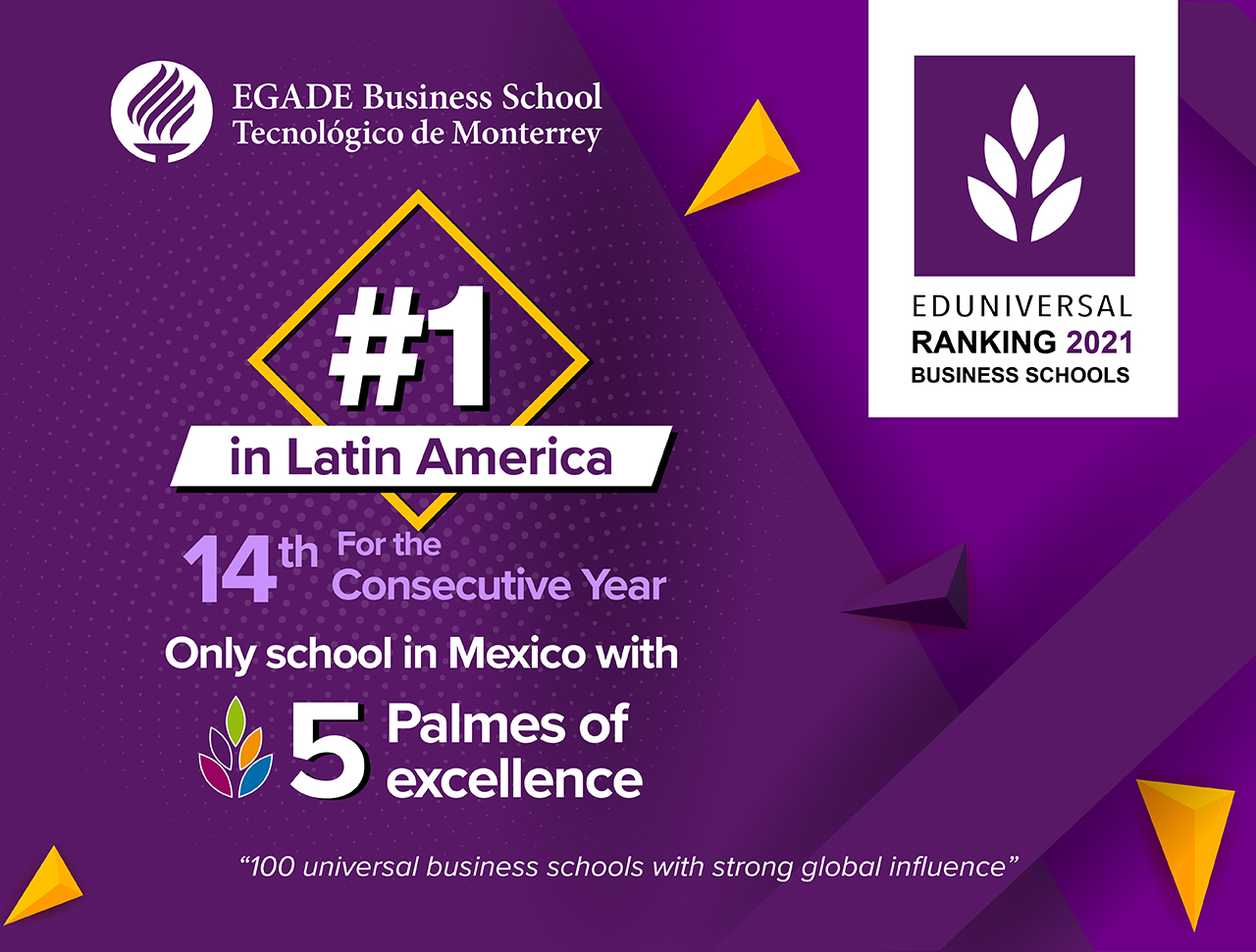 For 14 consecutive years! EGADE leads business schools ranking in Mexico and Latin America