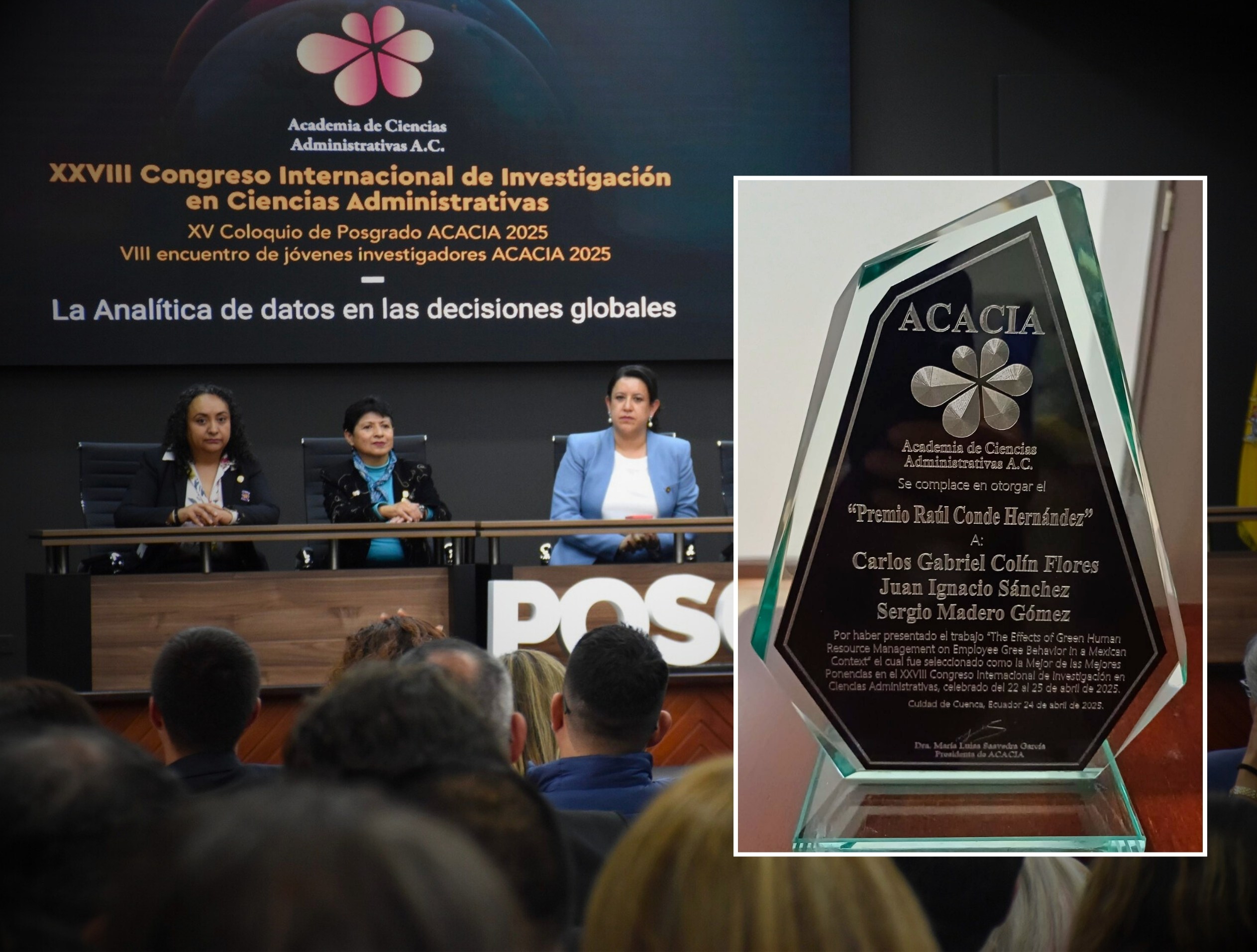 ¡Mejor ponencia! Profesores reciben premio en Congreso Internacional de ACACIA en Ecuador